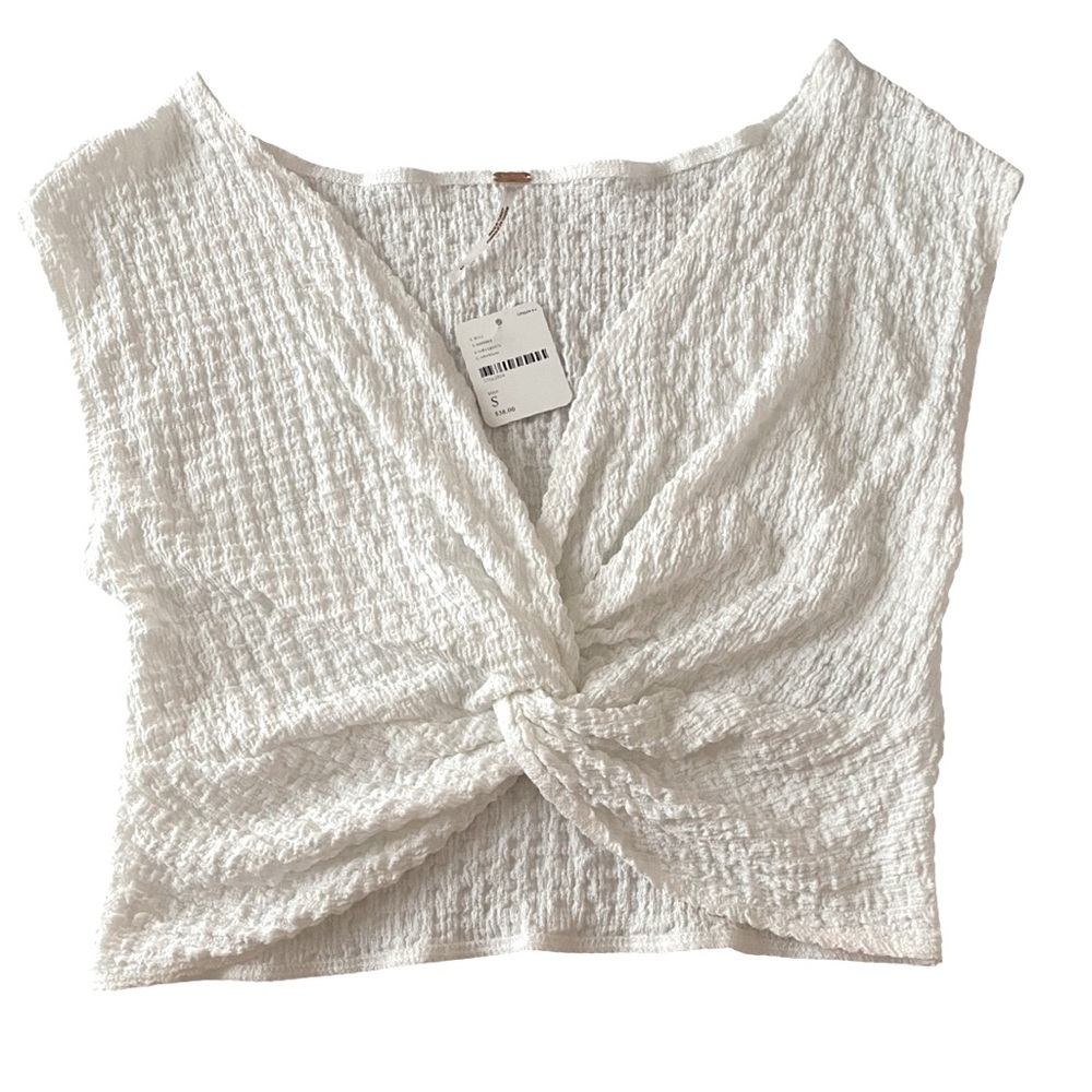 Free People | Knot Tie Front, Crop Top, White, Small
